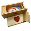Picture of Puzzle Box Enigma Heart Secret - Money and Gift Card Holder in a Wooden Magic Trick Lock with Hidden Compartment Piggy Bank Brain Teaser Game