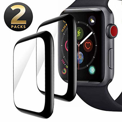 Picture of [2 Pack] Apple Watch 38mm Screen Protector, Anti-Fingerprint,Anti-Scratch,Anti-Bubble,Full Coverage 3D Curve with Black Edge Tempered Glass Film for iWatch 38mm Series 3/2/1