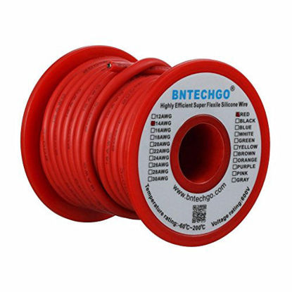 Picture of BNTECHGO 14 Gauge Silicone Wire Spool 25 ft Red Flexible 14 AWG Stranded Tinned Copper Wire