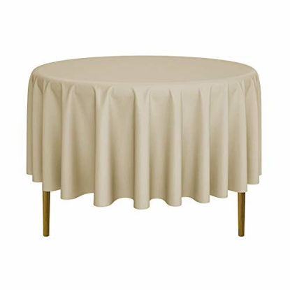 Picture of Lann's Linens - 90" Round Premium Tablecloth for Wedding / Banquet / Restaurant - Polyester Fabric Table Cloth - Beige