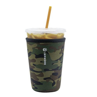 Picture of Java Sok Reusable Neoprene Insulator Sleeve for Iced Coffee Cups (Green Camo,"Medium, 24-28oz")
