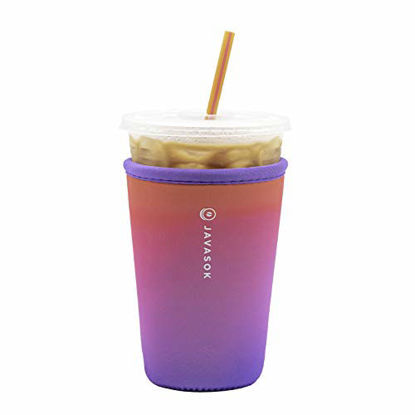 Picture of Java Sok Reusable Iced Coffee Cup Insulator Sleeve for Cold Beverages and Neoprene Holder for Starbucks Coffee, McDonalds, Dunkin Donuts, More (Ombre Twilight, 22-28oz Medium)