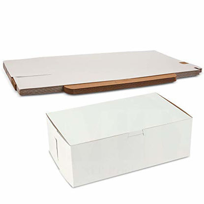 Picture of White Non-Window Auto-Lock Bakery Box Clay Coated Kraft Paperboard Interior 10" Length x 6" Width x 3 1/2" by MT Products - (Pack of 15)