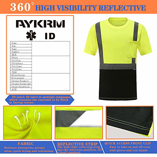 GetUSCart- AYKRM Hi Vis T Shirts ANSI Class 2 Reflective Safety High ...