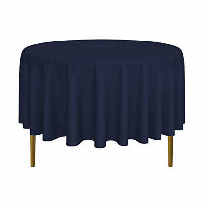Picture of Lann's Linens - 90" Round Premium Tablecloth for Wedding / Banquet / Restaurant - Polyester Fabric Table Cloth - Navy Blue