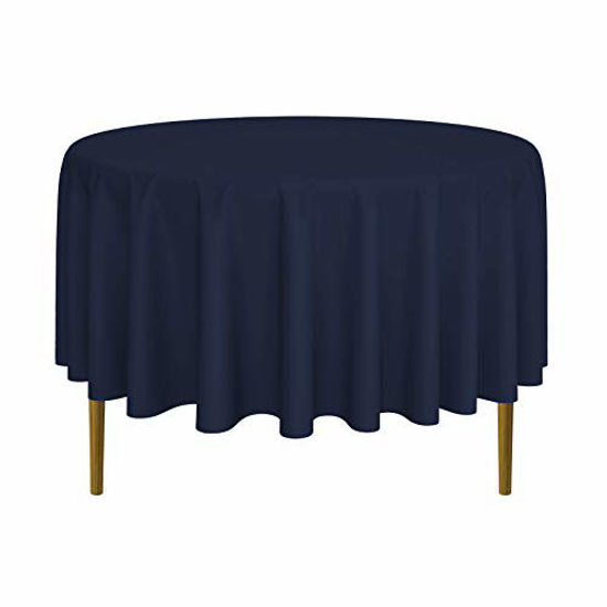 Picture of Lann's Linens - 90" Round Premium Tablecloth for Wedding / Banquet / Restaurant - Polyester Fabric Table Cloth - Navy Blue