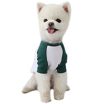 Picture of Lucky Petter Dog Cotton Shirts for Small and Large Dogs Raglan T-Shirts Soft Breathable Dog Shirt pet Clothes (Small, White/Green)
