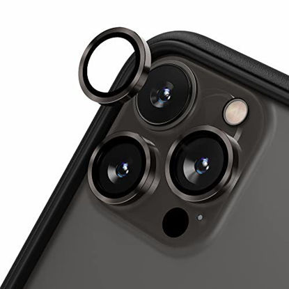 Picture of RhinoShield Camera Lens Protector compatible with [iPhone 13 Pro / 13 Pro Max] | High Clarity Scratch Proof 9H Tempered Glass and Aluminum Trim - Dark Gray