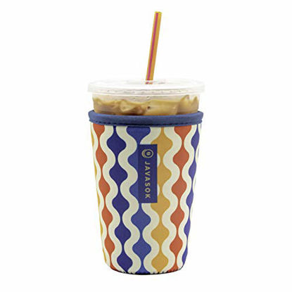 Picture of Java Sok Reusable Iced Coffee Cup Insulator Sleeve for Cold Beverages and Neoprene Holder for Starbucks Coffee, McDonalds, Dunkin Donuts, More (Retro, 22-28oz Medium)