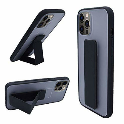 Picture of Kickstand Case Compatible with iPhone 13 Pro, OHCOLDA Stand Case Hand Strap Vertical and Horizontal Magnetic Stand Shockproof Leather Case Slim Cover for iPhone 13 Pro 6.1'' 2021 Black and Clear