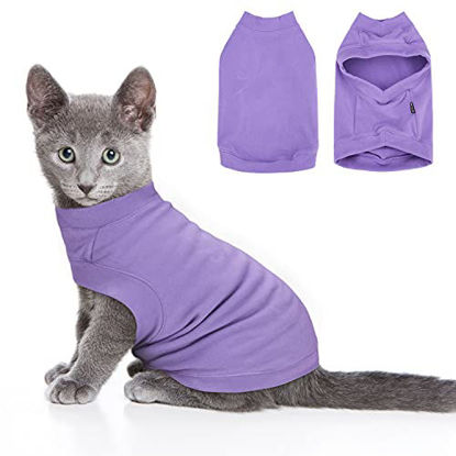 Picture of Soft Fleece Dog Sweatshirt - Warm Dog Sweaters for Small Medium Dogs Cats Cold Weather - Cat Sweater Pullover Stretchy Hoodie Easy On - Comfortable Dog Winter Clothes Pet Sweaters Vest for Doggie