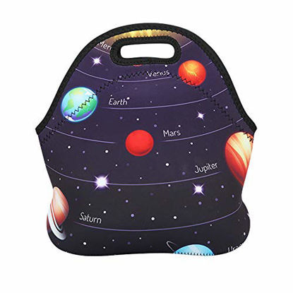 Picture of Violet Mist Neoprene Lunch Bag Tote Reusable Insulated Waterproof School Picnic Carrying Lunchbox Container Organizer For Women, Men, Adults, Girls, Boys (Galaxy)
