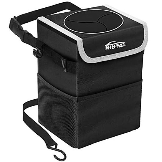 Picture of Car Trash Can, NIUTA Waterproof Foldable Car Garbage Can with Lid and Side Net Pocket for Car/SUV/Truck/Minivan/Auto (Standard)