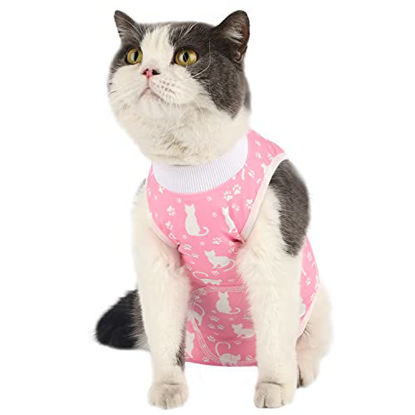 Due Felice Cat Recovery Suit Small Dog Surgical Shirt Kitten Onesie After Surgery Wear Pet Cone E-Collar Alternative for Anti Licking Wounds/Skin Diseases/Weaning