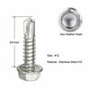 Picture of #12 x 3/4" Hex Washer Head Self Drilling Sheet Metal Tek Screws with Drill Point, Stainless Steel 410, 100 PCS