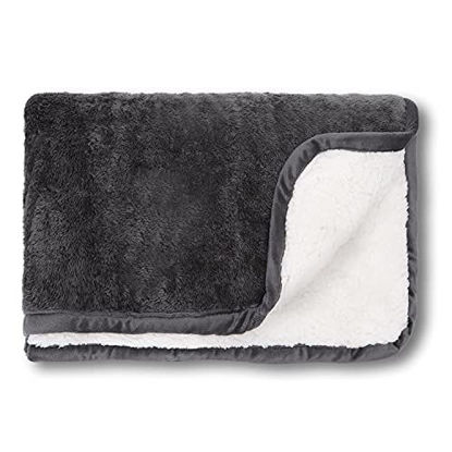 Picture of Nobleza Waterproof Dog Blanket, Super Soft Warm Fluffy Sherpa Fleece Puppy Blanket, Washable Reversible Pet Blanket for Couch, Cat Throw Blanket for Small Medium Dogs Cats, 24" × 32" Grey