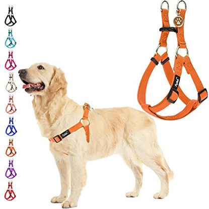 Picture of PUPTECK No Pull Dog Harness Soft Adjustable Basic Nylon Step in Puppy Vest Outdoor Walking with ID Tag