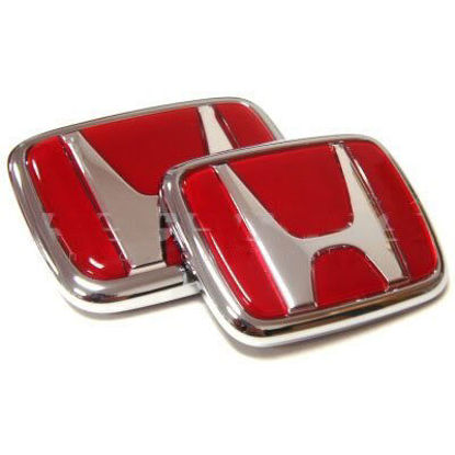 Picture of WZ 2pcs Red Logo Front Rear Emblem Set for JDM Acura RSX Integra Quint RS, LS, GS, GS-R, Type-R,