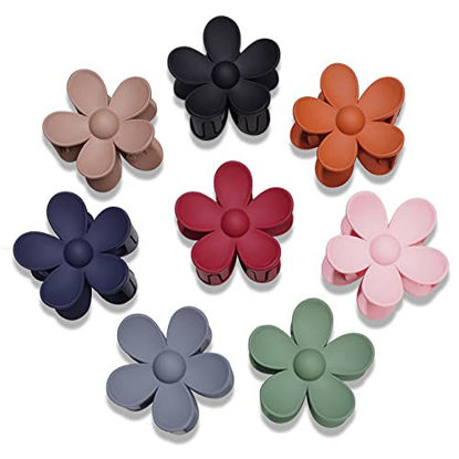 Picture of Flower Hair Clips 8PCS Hair Claw Clips Nonslip Large Claw Clips Strong Hold Durable for Women Thick Hair, Acrylic Matte Cute Claw Clips 8 Colors