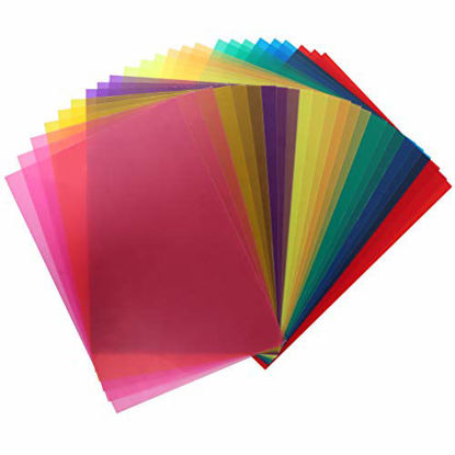Picture of TIMESETL 24Pcs 8.5 x 11 Inch Transparent Color Correction Lighting Gel Filter - Colored Gel Light Filter Plastic Sheet - 8 Assorted Colors