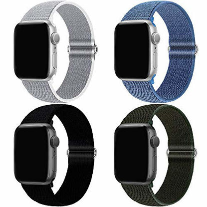 Picture of QIENGO 4Pack Compatible for Apple Watch Band 42mm 44mmAdjustable Soft Lightweight Breathable Sports Replacement Band for Series6 5 4 3 2 1 se(4PackB)
