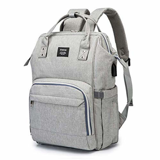 Waterproof and Stylish Erdoran Multifunction Travel Back Pack Maternity Baby Nappy Bags with USB Charging Port & Stroller Straps Upgraded Diaper Bag Backpack Large Capacity Dark Grey 