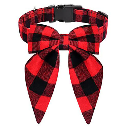 Picture of Malier Dog Collar with Long Bow Tie (Red & Black, Large)