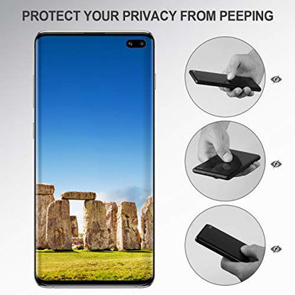 Picture of YCFlying Galaxy S10 Plus Privacy Screen Protector, 3D Curved[2019 Upgrade Version] Anti-spy Tempered Glass Screen Film 9H Hardness Anti-Scratch Anti-Peep Shield, for Samsung Galaxy S10 Plus (Black)