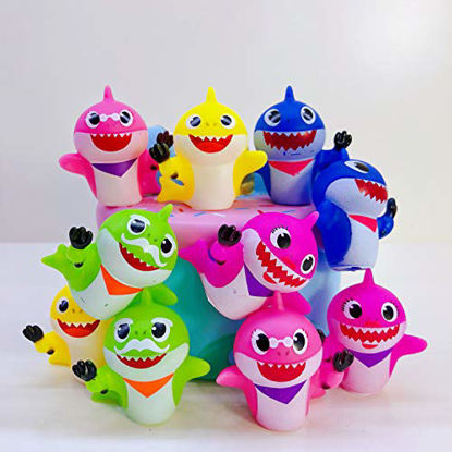 Picture of 10 pcs Cute Shark Cupcake Toppers (5 colors), Shark Cake Toppers Picks for Kids Birthday Party, Baby Shower Cake Decorations