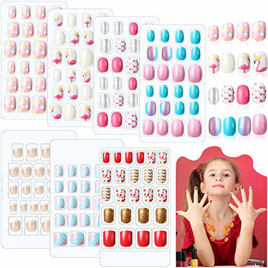 Amazon.com: 240 Pieces 12 Sets Press on Nails for Kids Girls Fake Nails  Artificial False Fingernail Pre-glue Full Cover Cartoon Gradient Short Nail  Tip for Girls Kids Nail Decoration (Animal Pattern) :