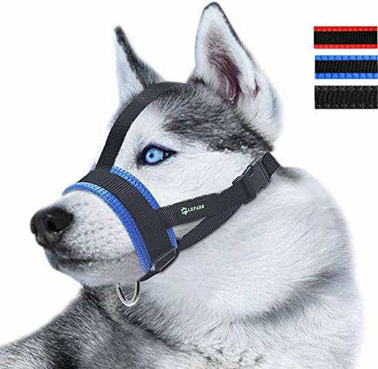 Picture of Lepark Head Strap Dog Muzzle Prevent from Taking Off by Paws for Small, Medium and Large Dogs(S, Blue)