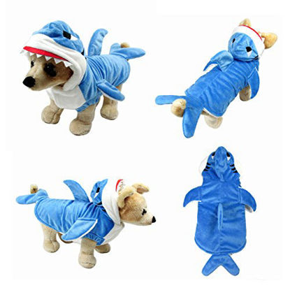 Picture of Yoption Puppy Dog Cat Shark Costumes, Funny Pet Halloween Christmas Cosplay Dress, Pet Hoodie Warm Outfits Clothes (L)