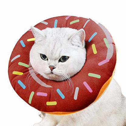 Picture of Amakunft Adjustable Cat Cone Collar Soft, Cat Recovery Collar, Cute Donut E Collar for Cats After Surgery, Cat Neck Cones to Stop Licking for Cat/Kitten/Small Dog