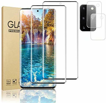Picture of [2+2] Galaxy S20 Plus Tempered Glass Screen Protector, with 2 Pack Camera Lens Protector, Support Fingerprint, 9H Hardness, HD Tempered Glass Film for Samsung Galaxy S20 Plus/S20+ 5G (6.7")