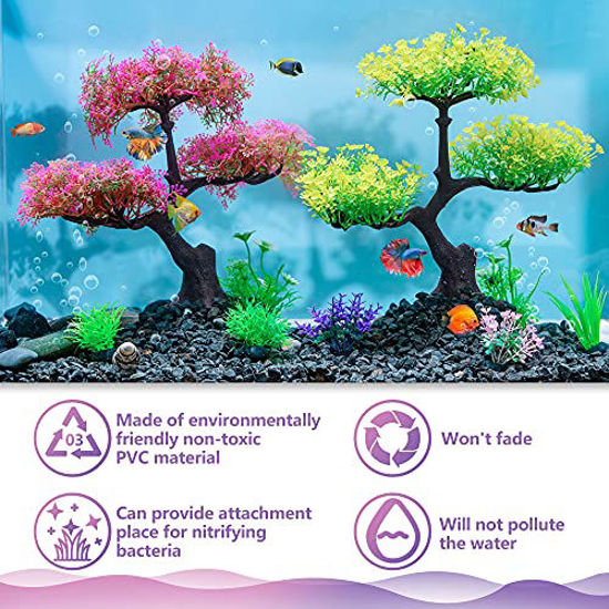 Image showcasing GetUSCart- Aquarium Artificial Plastic Plants Decoration, Pink Cherry ...