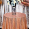 Picture of JYFLZQ Rose Gold Sequin Tablecloth 50" x 50" Square Sparkly Drape Table Cloths Table Cover Overlay for Wedding Birthday Party Baby Bridal Shower