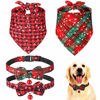 Picture of 4 Pieces Christmas Dog Bandanas and Collars Set Xmas Christmas Classic Plaid Dog Neck Tie Triangle Bib Scarf Kerchief Adjustable PET Bow Tie with Safety Bell PET Costume for Cat Dog (L, Stylish Style)