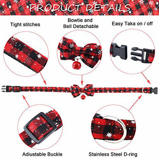 GetUSCart 4 Pieces Christmas Dog Bandanas and Collars Set Xmas