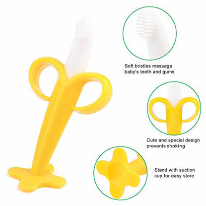 Picture of Yolo Baby - 5Pcs Baby Teething Toys Set - Includes Giraffe and Banana Teether, Fruit Feeder Pacifier, Strawberry Teether, Waterproof Bib with Removable Pockets - Perfect Baby Shower Present