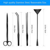 Picture of Liveek Aquarium Aquascape Tools Kit, 4 in 1 Anti-Rust Aquatic Plant Aquascaping Tool Stainless Steel Black Tweezers Scissors Spatula for Aquarium Tank Clean Fish Tank Aquascape Tools Sets (Black)