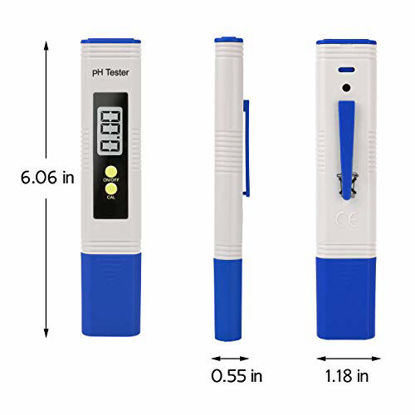 Picture of PH Meter, Digital PH Meter 0.01 PH High Accuracy Water Quality Tester with 0-14 PH Measurement Range for Household Drinking, Pool and Aquarium Water PH Tester Design with ATC