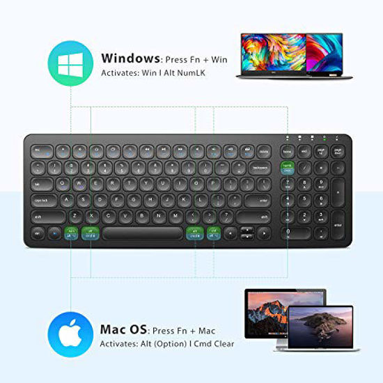 GetUSCart Wireless Keyboard, iClever GKA201B Rechargeable 2.4G Full