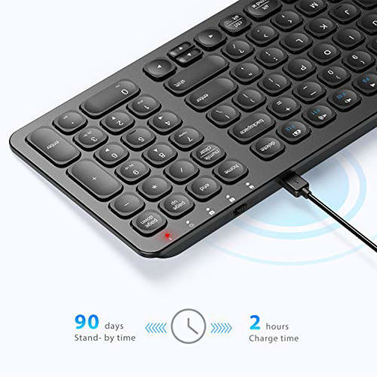GetUSCart Wireless Keyboard, iClever GKA201B Rechargeable 2.4G Full