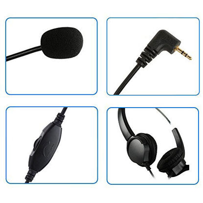 Picture of AGPtEK 2.5mm Dual Ear Call Center Telephone Headphone, 6FT Noise Cancelling Binaural Headset, with Boom-Style Mic for Most Cordless Phones
