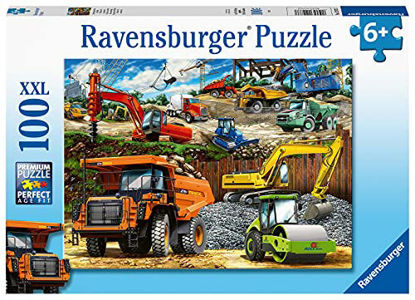 Picture of Ravensburger Construction Vehicles 100 Piece Puzzles for Kids, Every Piece is Unique, Pieces Fit Together Perfectly