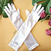 Picture of 2 Pair Little Girls Long Princess Costume Gloves, Creatiee White Dress Up Beading Bows Gloves for Kids Party, Wedding, Birthday, Holiday, Formal Pageant- Age 4-12