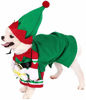 Picture of Mogoko Dog Cat Christmas Elf Costume, Funny Pet Cosplay Dress with Cap, Puppy Fleece Outfits Warm Clothes for Xmas (M Size)