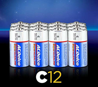Picture of ACDelco 12-Count C Batteries, Maximum Power Super Alkaline Battery, 7- Year Shelf Life, Recloseable Packaging