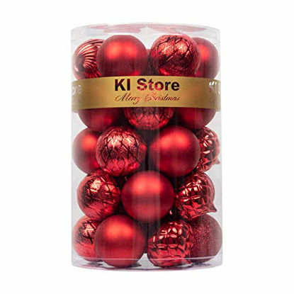 Picture of KI Store Christmas Balls Red Shatterproof Christmas Tree Ball Ornaments Decorations for Xmas Trees Wedding Party Home Decor 2.36-Inch Hooks Included
