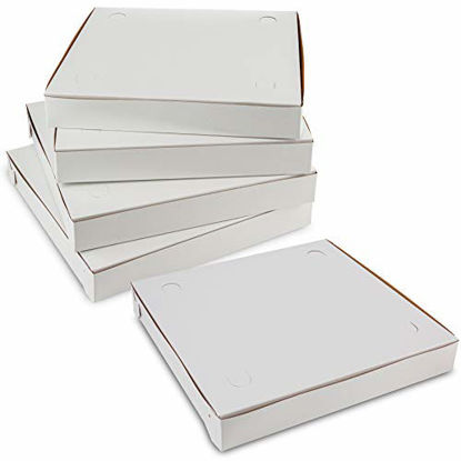 Picture of 8" Length x 8" Width x 1.5" Depth Lock Corner Clay Coated "Thin" Paperboard White Pizza Box by MT Products (20 Pieces)